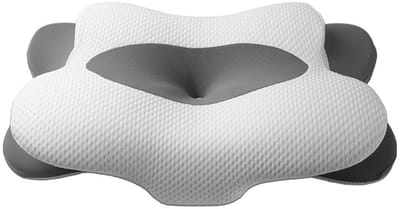 Traagschuimkussen - Verlicht nekpijn - Neksteun - Orthopedisch ergonomisch kussen - Biedt ondersteuning voor hoofd en nek - Geschikt voor slapen op de rug, zij en buik - Gemaakt van traagschuim - Langzame terugvering - Multifunctioneel kussen - Grijs