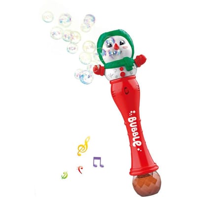 Pistolet à Bulles Musical Automatique de Noël Père Noël Bonhomme de Neige Machine à Bulles Bâton Jouet de Fête Anniversaires d'Enfants Cadeaux