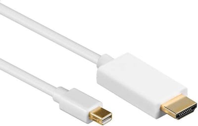 Powteq - 1 meter - Premium mini Displayport naar HDMI kabel - Wit - 4K 30 Hz - Gold-plated - 3 x afgeschermd - Topkwaliteit kabel