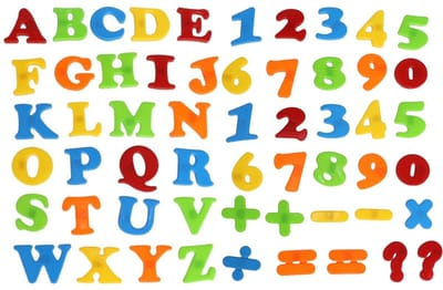 Alfabet en Cijfer leer / speel set - magnetisch - regenboog kleuren - koelkast / whiteboard