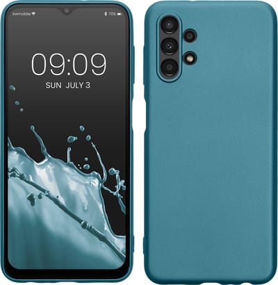 kwmobile telefoonhoesje geschikt voor Samsung Galaxy A13 4G - Hoesje voor smartphone - Back cover in Metallic carabisch blauw