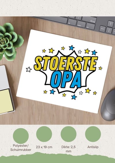 Akyol - stoerste opa Muismat - Opa - beste opa - verjaardagscadeau - cadeau voor opa - kado - gift - 23 bij 19 cm