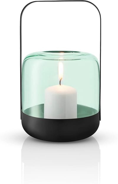 Windlicht Eikel - Sfeerverlichting Glas - Gezellige sfeer creëren - Mondgeblazen glas - Geschikt voor theelicht - Mintgroen