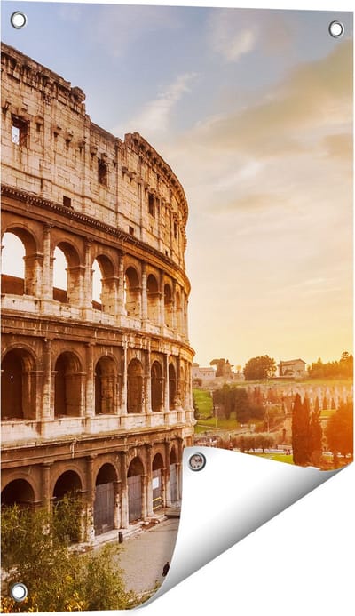 Gards Tuinposter Colosseum bij Zonsondergang in Ital�e - 40x60 cm - Tuindoek - Tuindecoratie - Wanddecoratie buiten - Tuinschilderij