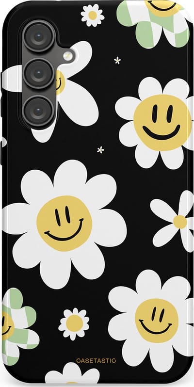 Casetastic hoesje geschikt voor Samsung Galaxy S23 FE - Dubbellaagse bescherming - Vrolijke Madeliefjes - Fashion Case - Zwart Wit Grijs Goud