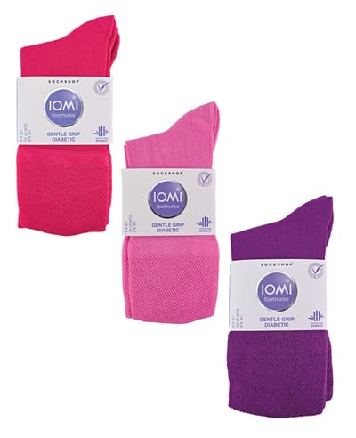 IOMI - Set van 6 bamboesokken voor diabeten voor dames - Roze