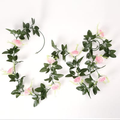 Fausse vigne de roses artificielles de 2,4 m, lierre suspendu pour fête de mariage, rose