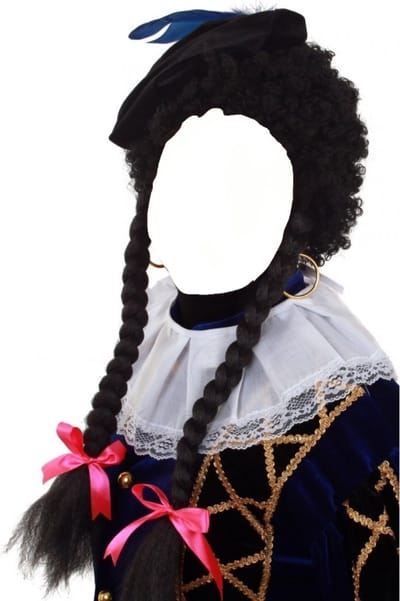 Pruik - Piet - Krul - Met twee vlechten