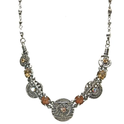 Behave - Vintage ketting dames - Zilverkleur blauw detail - 41 cm