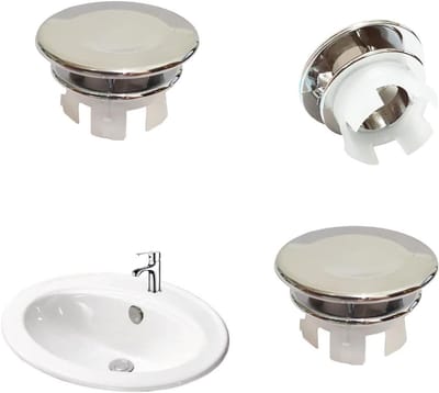 Wastafel Overloop Cap - Gat Cover Vervanging - Badkamer Afwerking - ABS Kunststof - 22-24mm Gat - Zilverkleurig