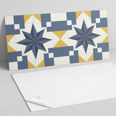Coloray Wandpanelen Zelfklevend - Geometrisch sterrenpatroon PVC Wandpaneel - 100 cm x 50 cm - Blauw Wandbekleding Zelfklevend - 1 stuk - Abstractie Wandpanelen Zelfklevend - Wandbord Keuken - Wandpaneel Badkamer
