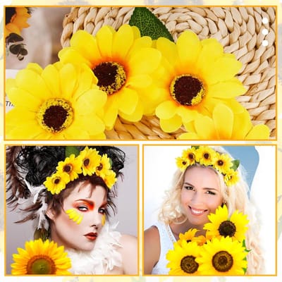 Bloemenkrans, haarband, zonnebloem kinderen, zonnebloemen, hoofdband, haaraccessoires, carnaval, dames, haarband, zonnebloemen, carnaval, bloemen, hoofdtooi, kostuum