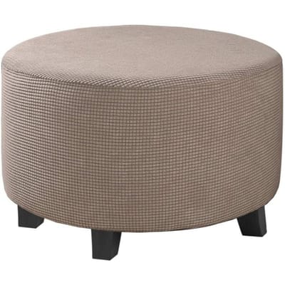 1 stuks Allesomvattende Ronde Ottomane Hoes Spandex Elastisch Voetenbankje 360 Graden Beschermer Ottomane Hoes voor Woonkamer Eenvoudige Installatie S Ottoman Cover