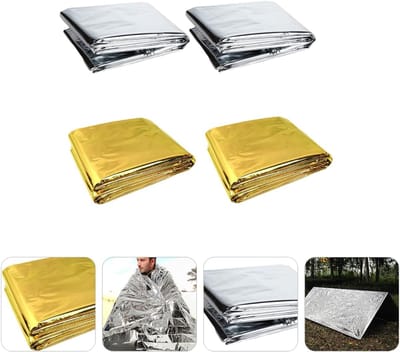 4-pack overlevingsdekens - Nooddekens - Formaat 210 x 160 cm - Herbruikbaar - Koude- en hittebestendig - Geschikt voor outdoor survival marathons of eerste hulp