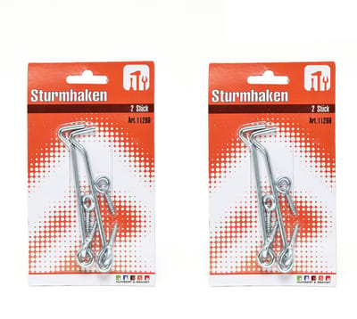 Stormhaken - 4x stuks - windhaken - metaal - 9,5 cm - deurhaken / raamhaken / luikhaken