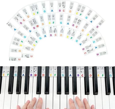 Verwisselbare piano stickers voor 88-toets toetsenbord - 88 toetsen noten label set - Regenboogkleur