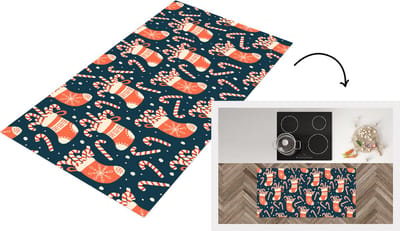 Keukenloper - Loper keuken - Sokken - Snoep - Kerst - Patronen - 120x60 cm - Keukenloper vinyl
