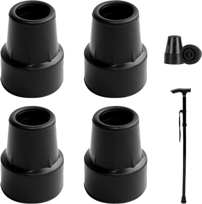 4 Delen Rubberen Puntstukken 19mm geschikt voor Wandelstok, Krukken en Wandelstokken, Versterkte Puntstukken met Ge茂ntegreerde Metalen Sluitring, Duurzame Vervangingsaccessoires geschikt voor Stabiliteit Veiligheid