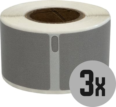 DULA Dymo kompatible Etiketten, S0722370 99010, 28 mm x 89 mm, Silber, Permanent, 3 Rollen, 130 Etiketten pro Rolle