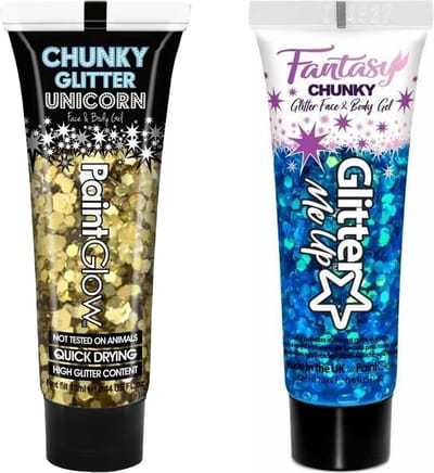Paintglow Chunky Glittergel voor lichaam en gezicht - 2 tubes - goud en diepblauw - 12 ml