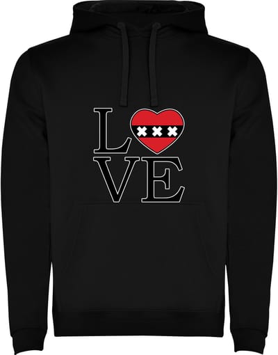 Zwarte Hoodie Amsterdam - LOVE Amsterdam - drie keer kruis - Stoer Maat M
