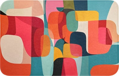 Badmat 80x50 cm - Antislip - Vormen - Kleurrijk - Abstract - Vlakken - Badmatten voor badkamer - Badkamermat - Douchemat - Badkamer mat