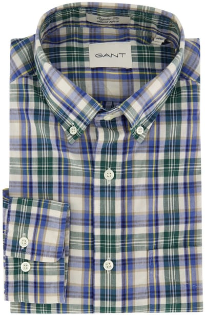 Casual overhemd Gant Regular Fit blauw groen geruit