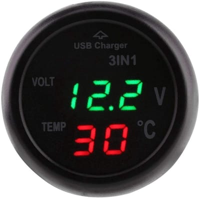 Dailygoods - Auto Truck Thermometer - Digitale Voltmeter - USB Autolader - Groen - Thermometer voor Comfort - Ideaal voor Auto's - Compact Model