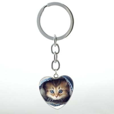 GoedeDoelen.Shop | Sleutelhanger heart kitten Jeans | Katten sleutelhanger | Poezen Sleutelhanger | Katten Tashanger | Poezen Tashanger | Tashanger | Cadeautje