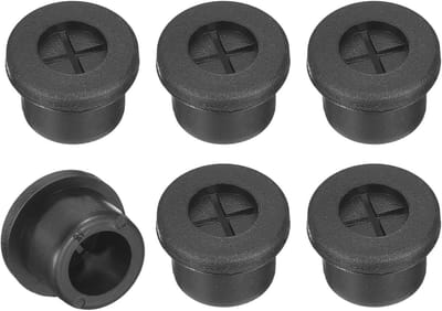 Set van 6 Flexibele Rubber Kabeldoorvoeren 1/2 Inch voor Bureau - Draaddoorvoer, Kabelorganizer en Bescherming voor Computer Tafel in Zwart