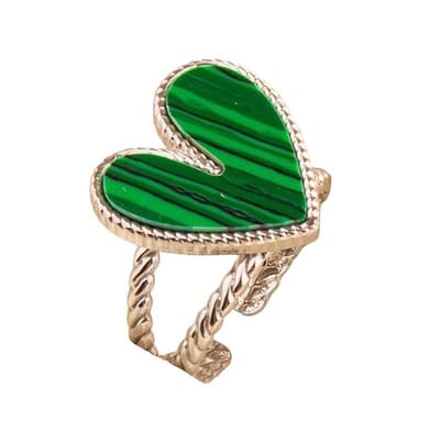 Ring met Hart - RVS - One Size - Hart met Steen Groen – valentijn – cadeau