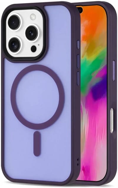 Hoesje Geschikt voor iPhone 16 Pro - Compatibel met MagSafe - Matte Beschermhoes - Back Cover met Magneet - Paars