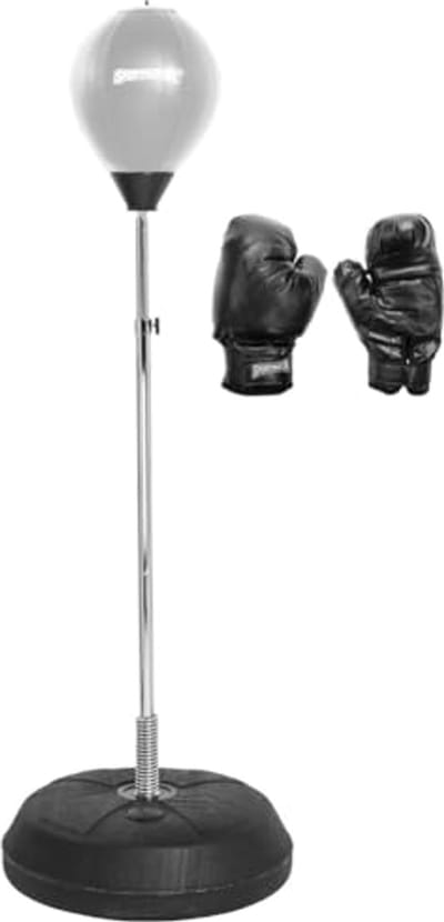 Verstelbare Punchingball en Bokstrainer Set met Bokshandschoenen en Lam