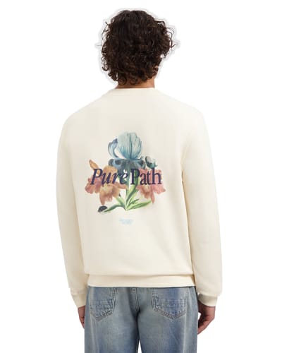PURE PATH Trio Of Flowers Crewneck Truien & Vesten Heren - Sweater - Hoodie - Vest- Creme - Maat L