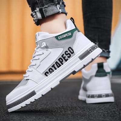 Heren Skateboardschoenen Trendy Alles-Match Casual Sneakers Man High-Top Schoenen Student Ademende Hardloopschoenen Zapatos De Mujer 39 white