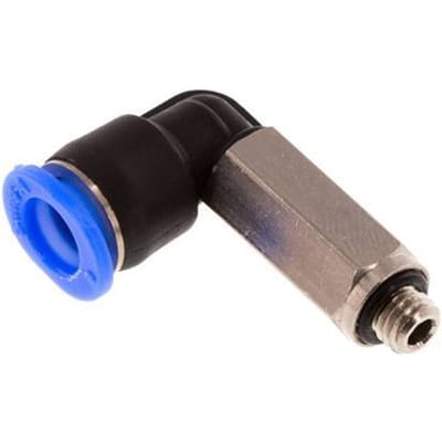 6mm x M 5 90 graden L-verbinding Messing/PBT Insteekfitting Buitendraad Lange Huls Draaibaar Compact Ontwerp NBR [2 Stuks]