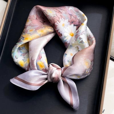 Natuurlijke Zijde Sjaal Dames Nek Vierkant Hoofdband Sjaals Bandana Mode Hijab Poncho Sjaals Pashmina Vrouwelijke Foulard 53Cm Real Silk 53x53cm gray