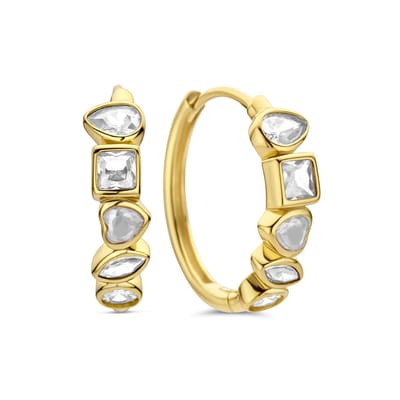 New Bling - 9NB-1590-Y - 925 zilveren oorringen met witte zirconia stenen - goudkleurig