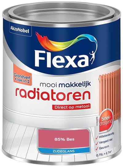Flexa - Mooi Makkelijk Radiatoren Zijdeglans - 85% Bes - Mengverf - 750 Ml