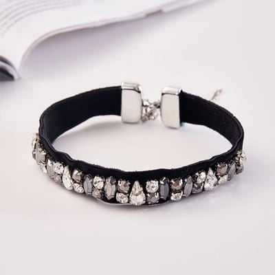 Parel Dames Shirt Valse Kragen Kristal Verwijderbare Kraag Voor Dames Ketting Nepkraag Afneembare Diamanten Ketting Nep Kraagje black