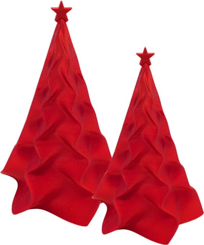 Organische kerstboom set – Decoratief object – Zijde Rood - 3d geprinte object – Winter woondecoratie – 15CM & 20CM