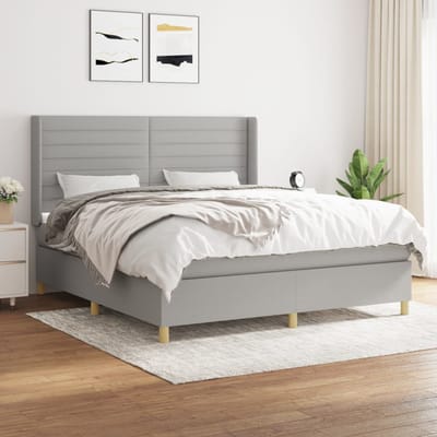 vidaXL - Boxspring - met - matras - stof - lichtgrijs - 160x200 - cm