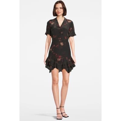 AllSaints Frankie Nila Dress Dark Khaki Green Maat: 34 | Mini Jurken Outlet | Dames | Zwart