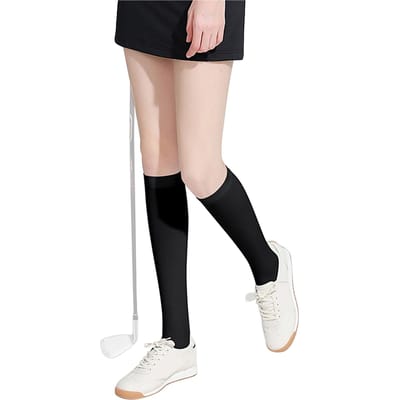 1 Paire de Manches de Jambe Femme Chaussettes de Jambe Glacées Protection Solaire Bas de Golf Rafraîchissants Short Type noir