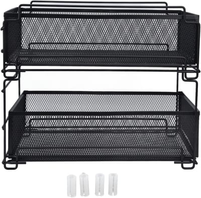 Keuken organizer - Lade rek - Ruimte besparen - Dubbele etages - 366 cm lengte - Zwart