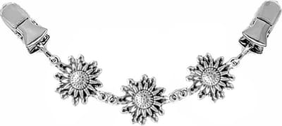 Fako Bijoux® - Vestsluiting - Vestclip - Sjaalspeld - Vestklem - Drie Bloemetjes - Zilverkleurig
