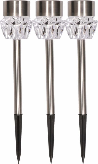 HI Padverlichting solar LED 3 st kristal