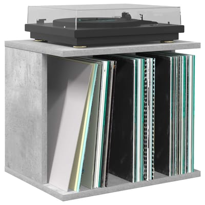 vidaXL - Vinyl - Platen - Opslag - Betongrijs - 42 - x - 33 - x - 36 - cm - Bewerkt - hout