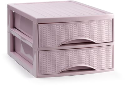 Plasticforte Ladekastje bureau organizer SORTED - 2 lades - roze - L26 x B35 x H19 cm - kunststof - organiseren