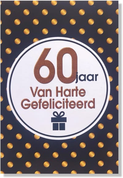 Hoera 60 Jaar! Luxe verjaardagskaart - 12x17cm - Gevouwen Wenskaart inclusief envelop - Leeftijdkaart